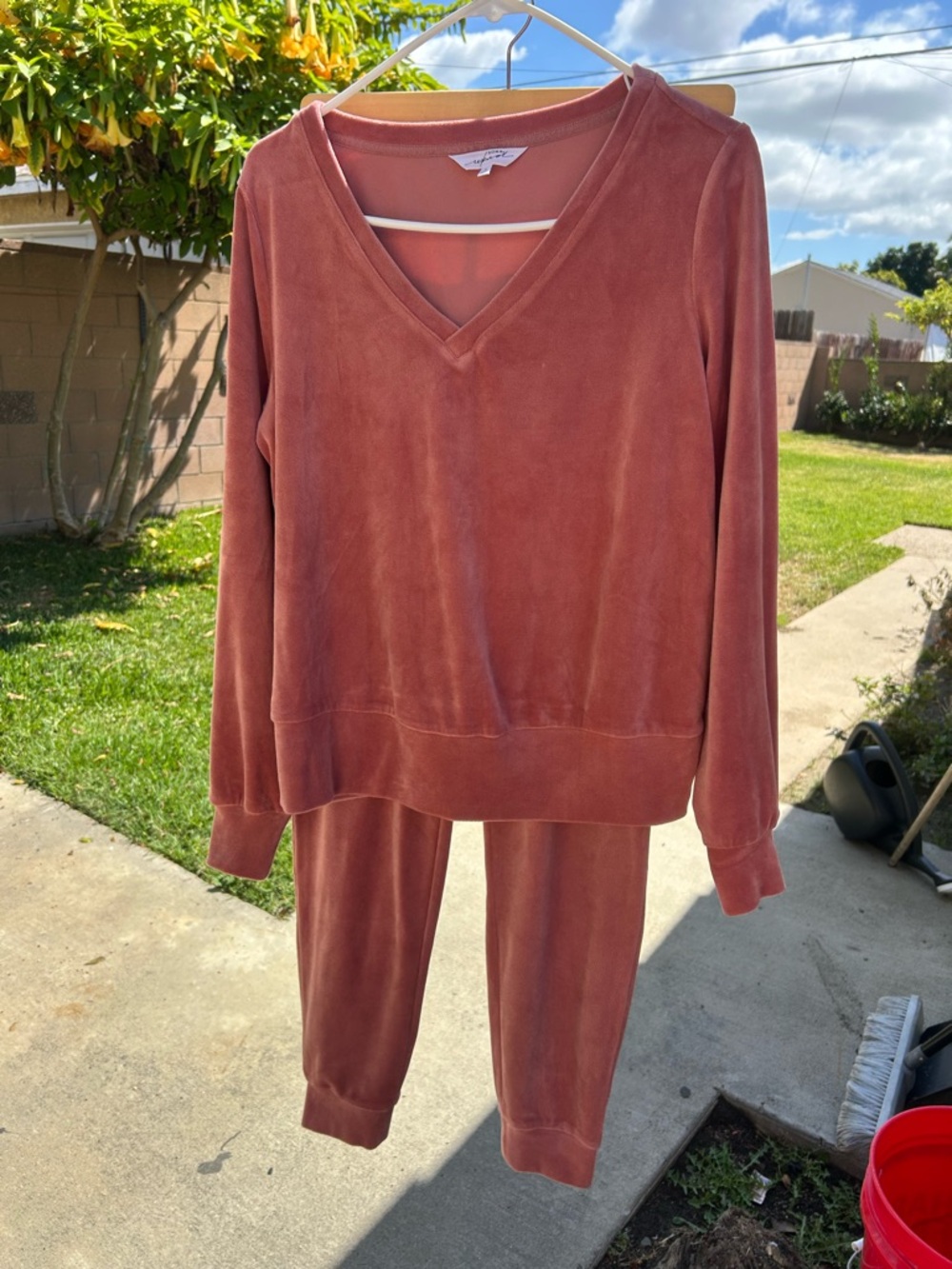 Soma Velour Lounge Top in Dusty Rose